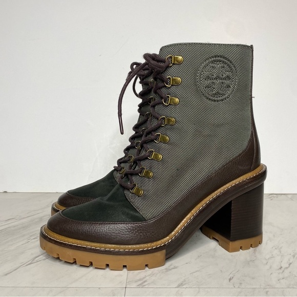 Tory Burch Miller Lug Sole Heeled Lace Up Boot 11M - Picture 14 of 14